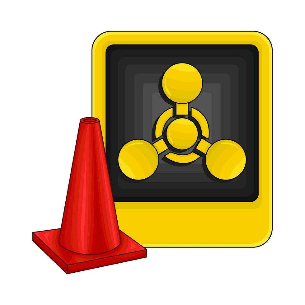 radioactive in caution board illustration vector