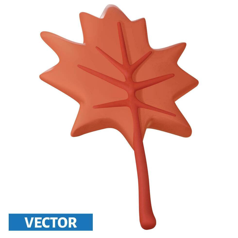 Autumn Maple leaf 3d vector icon element.