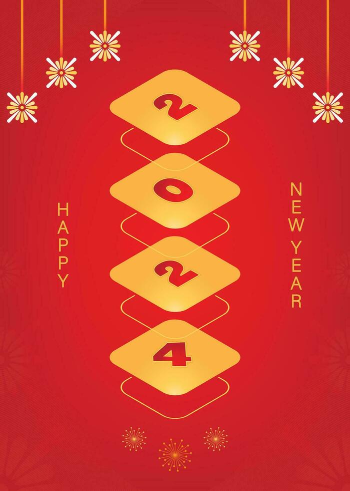 2024 New year Chinese new year concept theme on the Red background vector