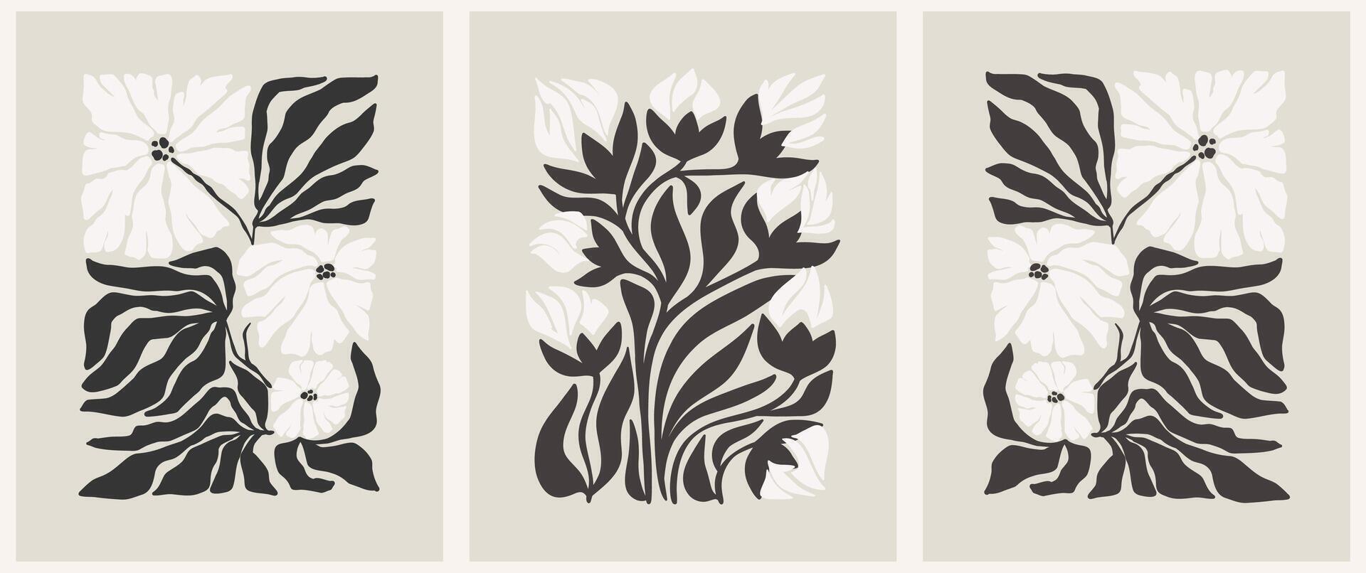 resumen maravilloso floral póster y2k. moderno de moda minimalista estilo. mano dibujado para fondo de pantalla, pared decoración, tela, tarjeta postal, cubrir, plantilla, bandera. vector