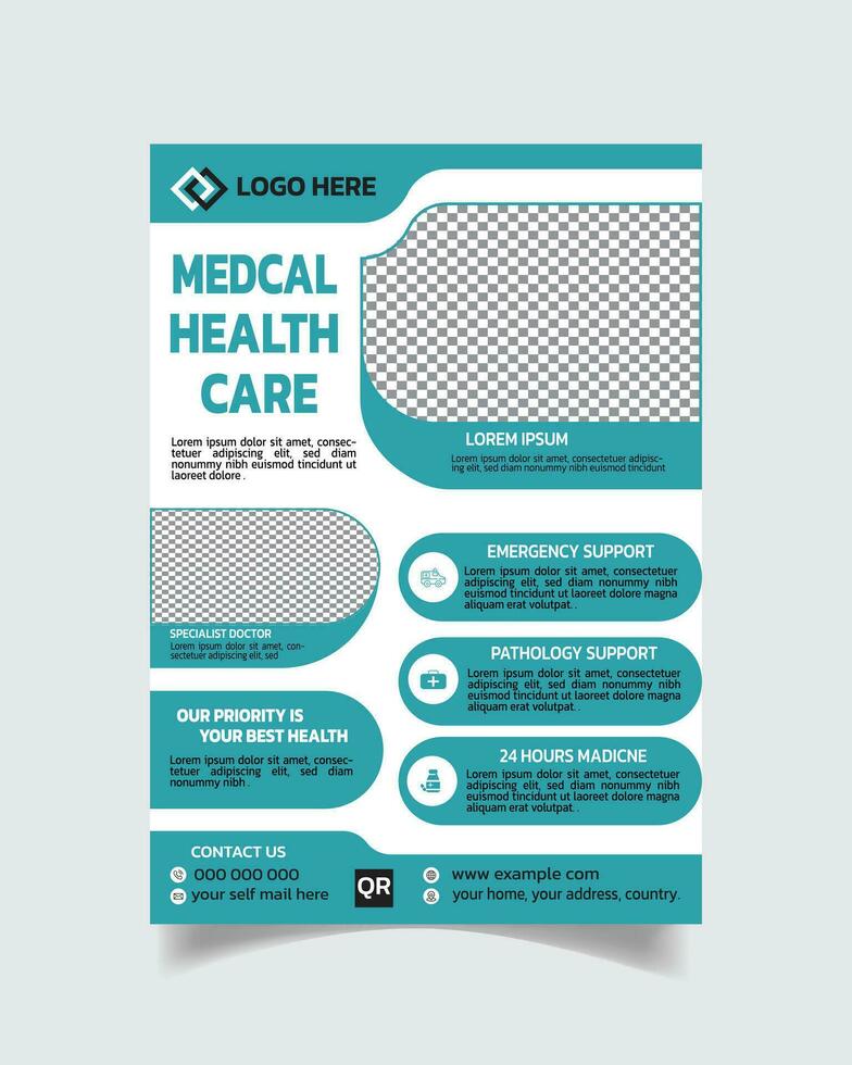 Medical flyer template, unique health flyer leaflet, medical flyer design A4 size vector file