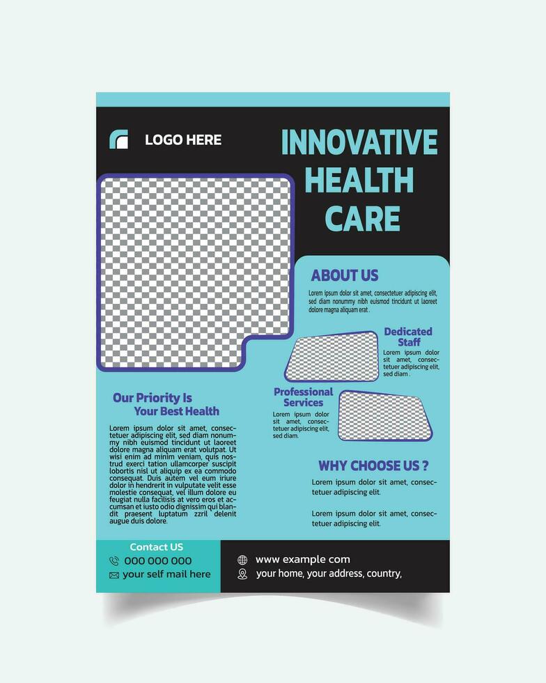 Stylish trending medical flyer design, medical health  leaflet , A4 size layout vector file