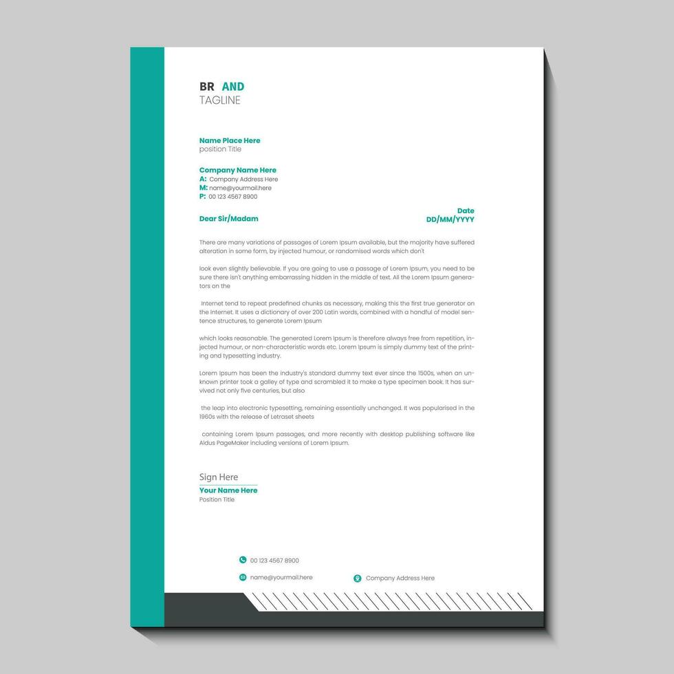 Vector modern company letterhead with green elements