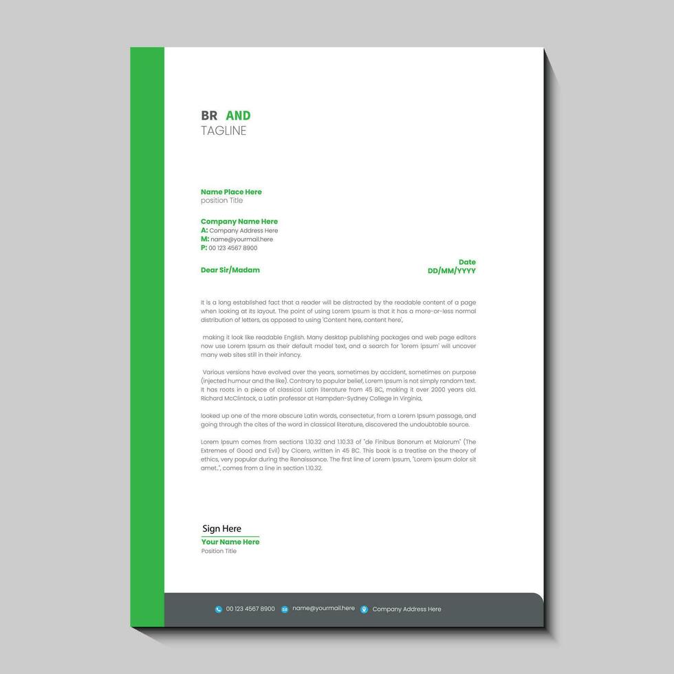 Vector modern company letterhead with green elements