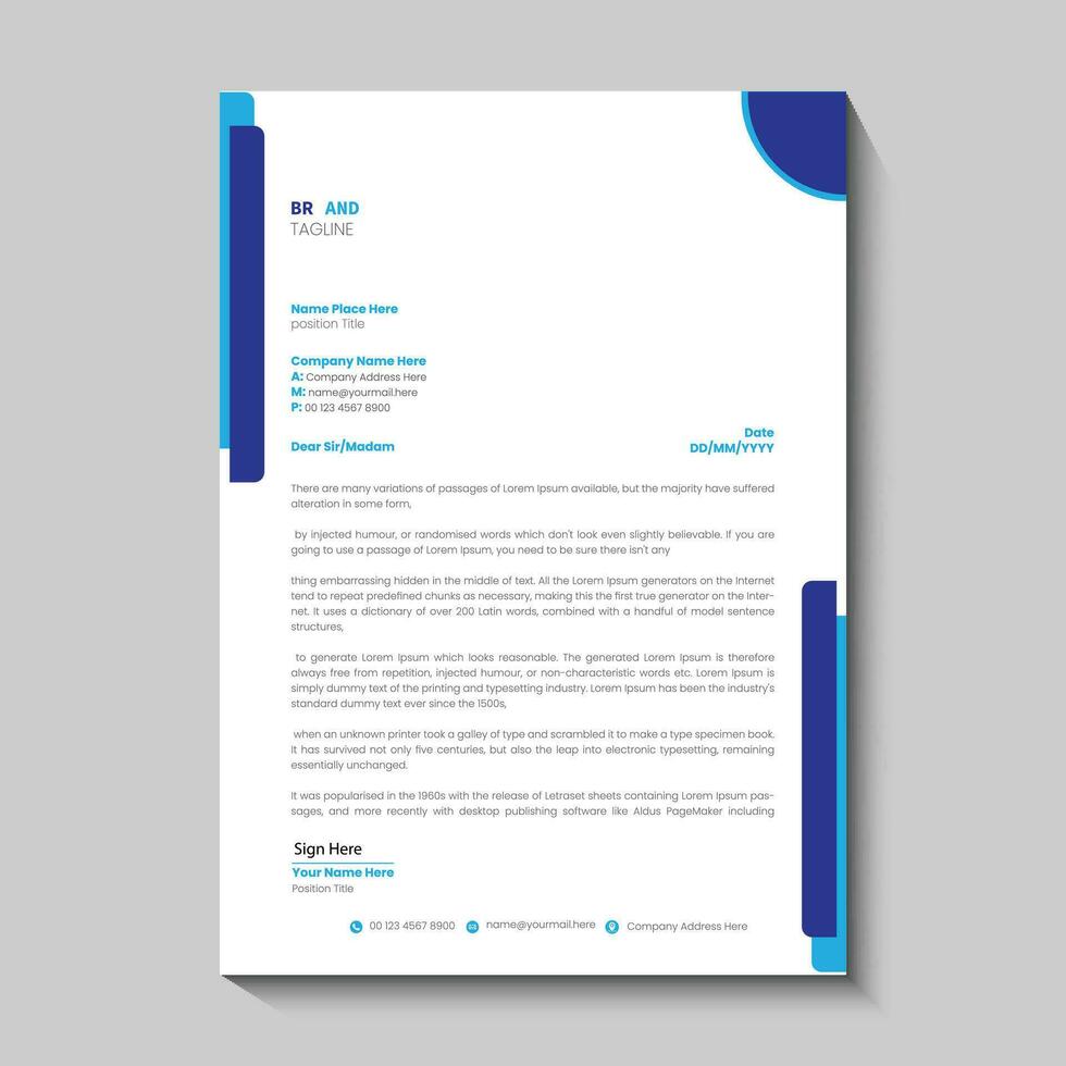 Vector modern company letterhead with green elements