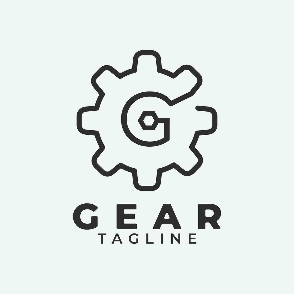 Mechanic gear logo icon simple design with letter G vector