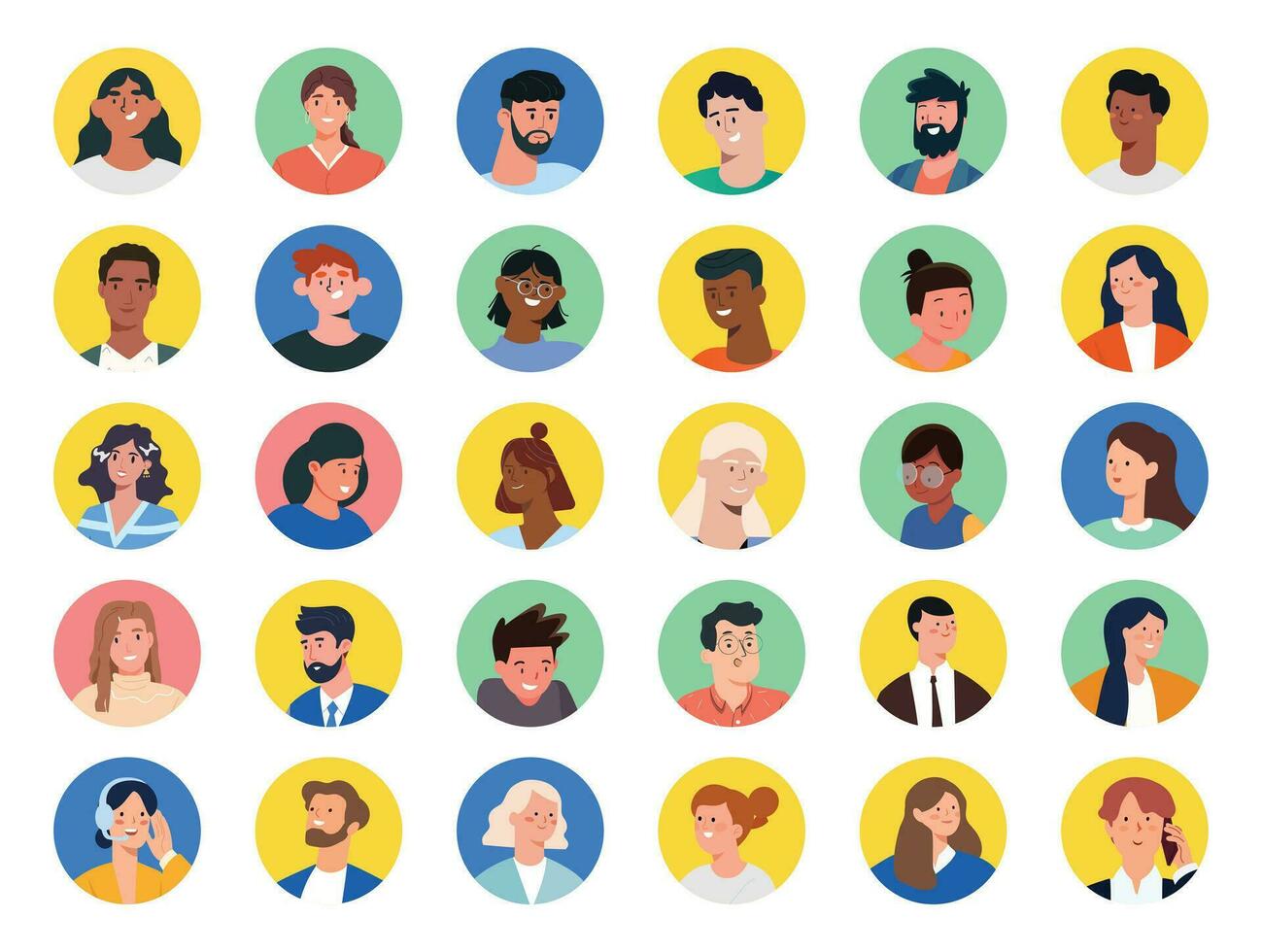 Set of avatars of people in flat style. Vector illustration.