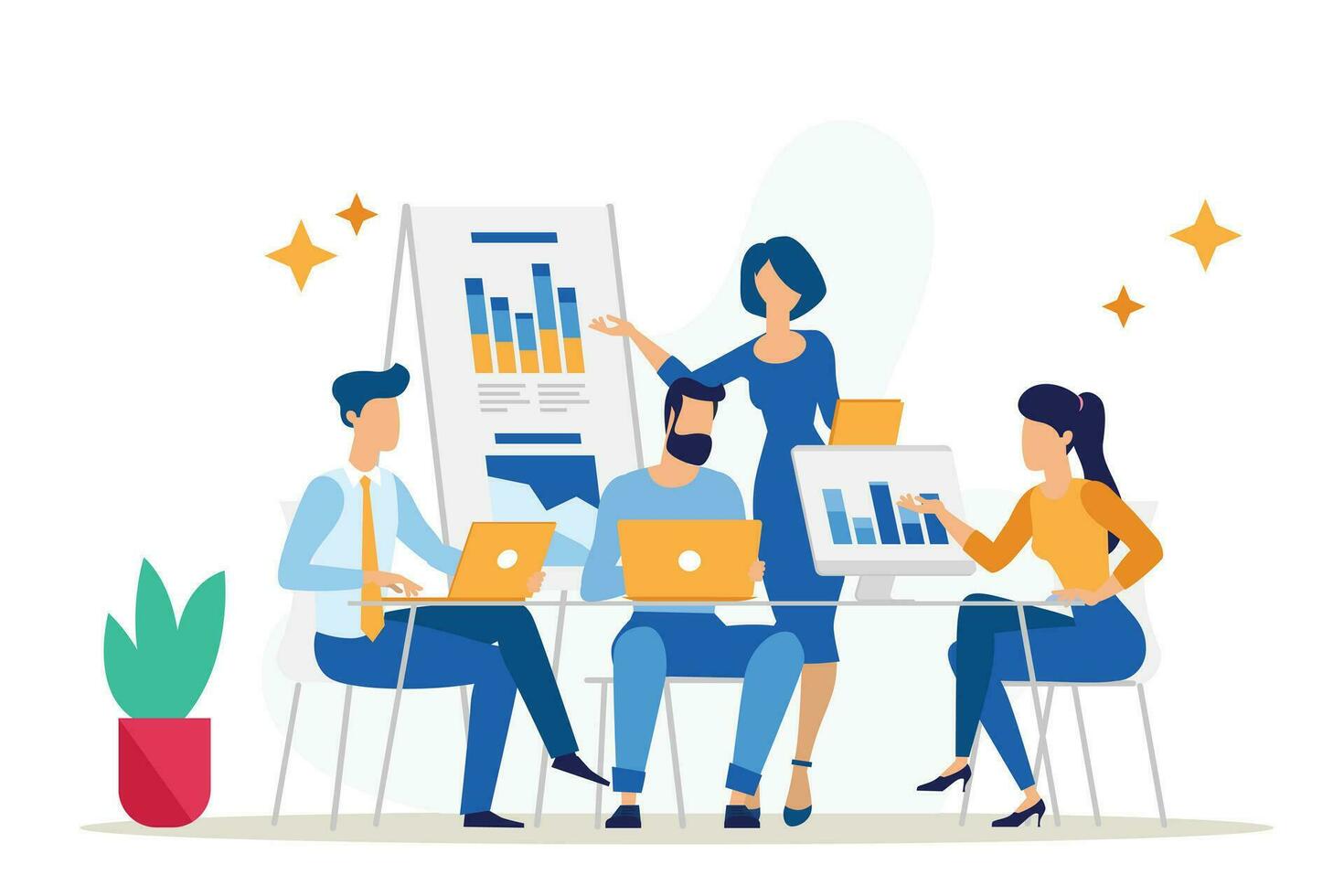 Business people meeting, Teamwork concept, Vector illustration in flat style