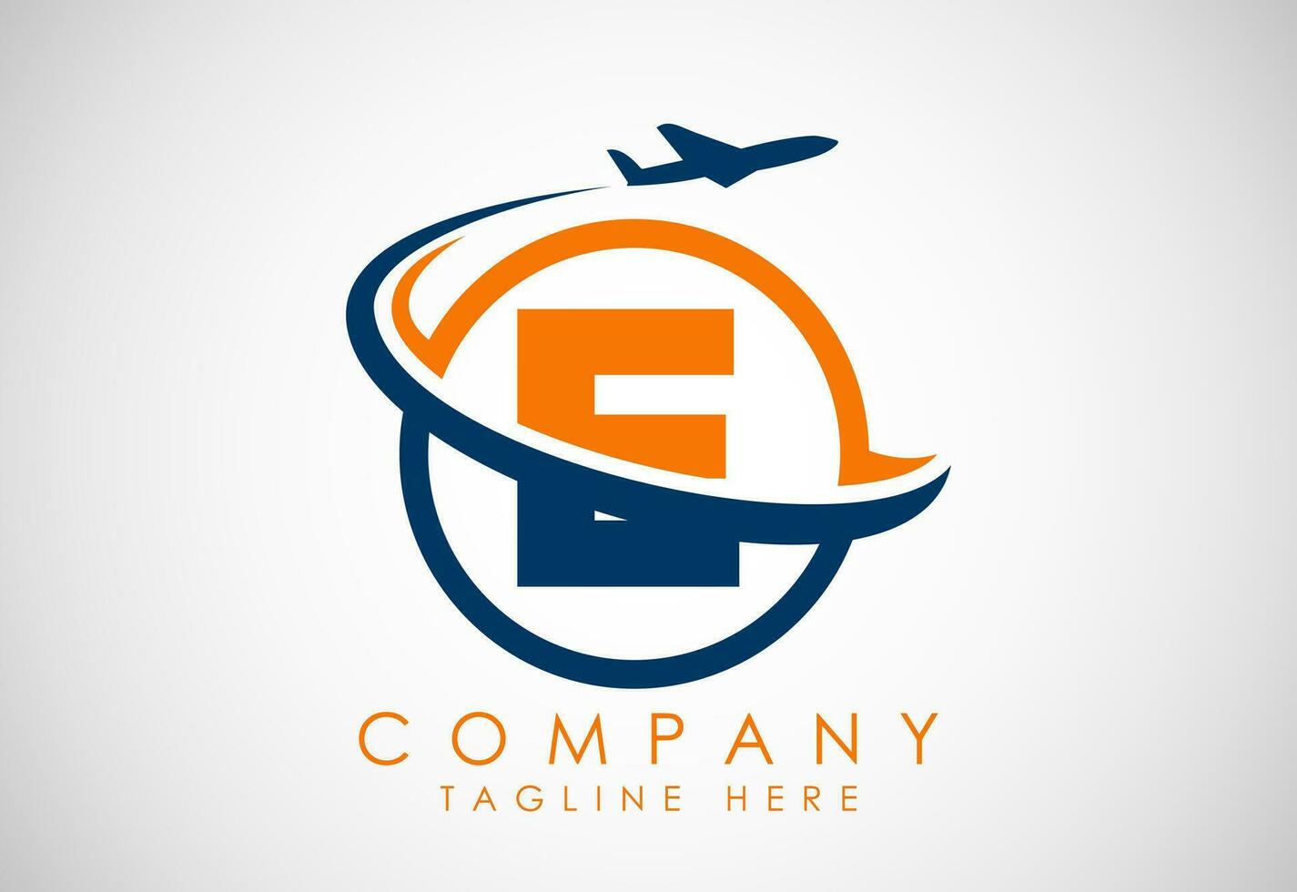 Initial alphabet E with aeroplane. Travel icons. Aviation logo sign, Flying symbol. Flight icon vector