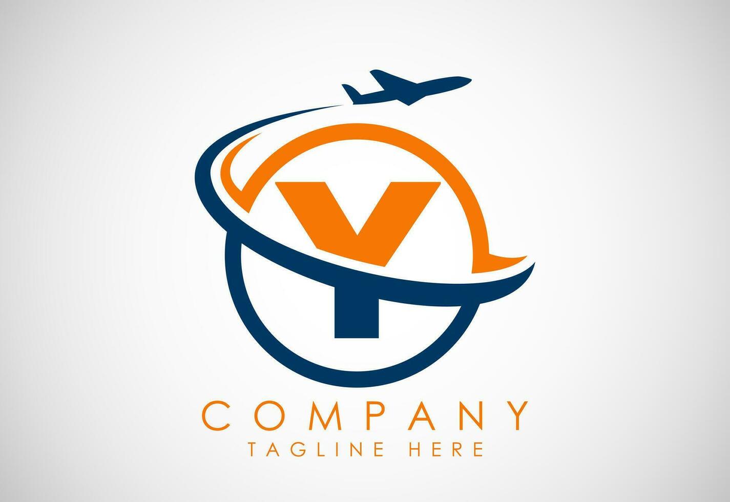 Initial alphabet Y with aeroplane. Travel icons. Aviation logo sign, Flying symbol. Flight icon vector