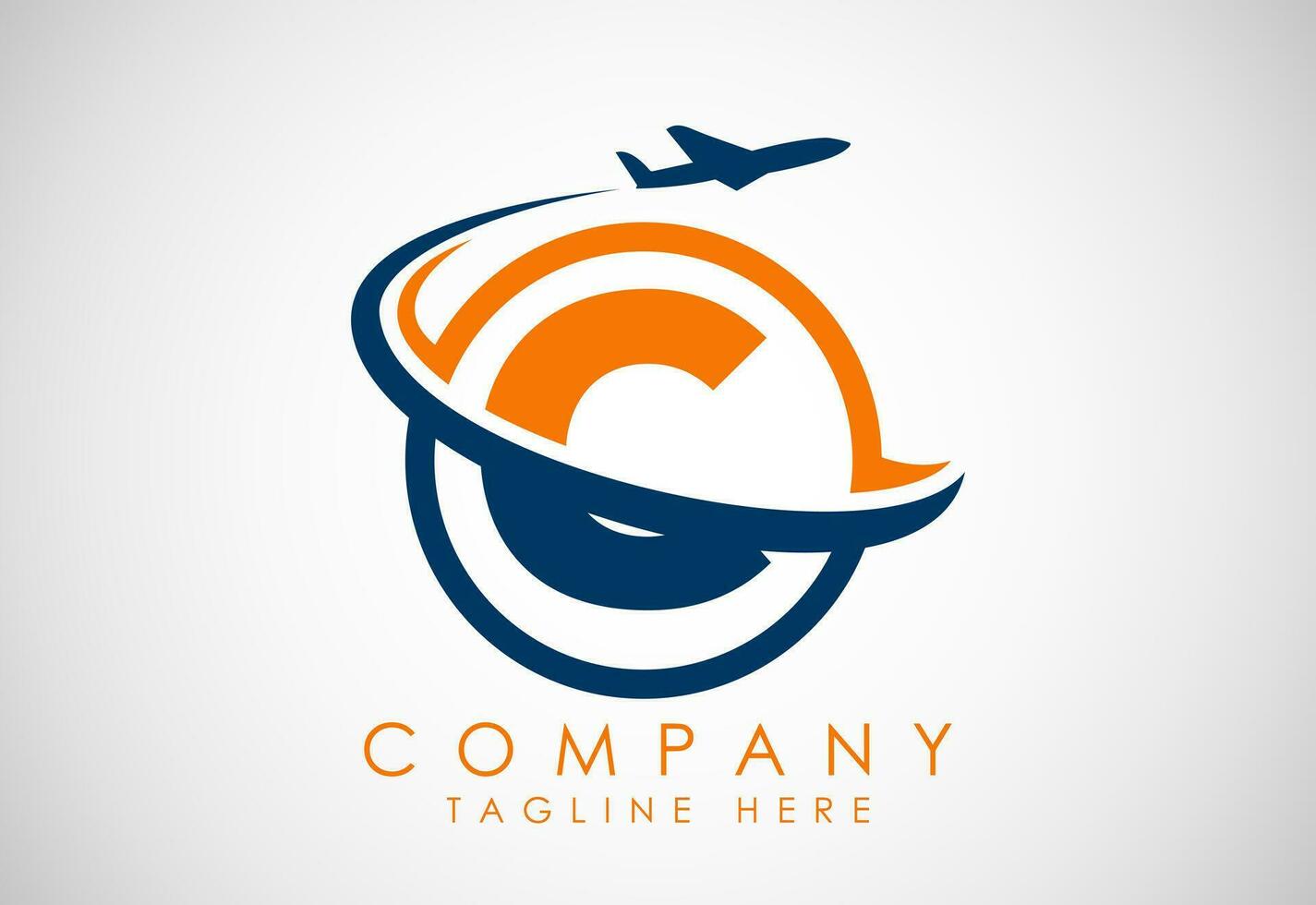 Initial alphabet C with aeroplane. Travel icons. Aviation logo sign, Flying symbol. Flight icon vector