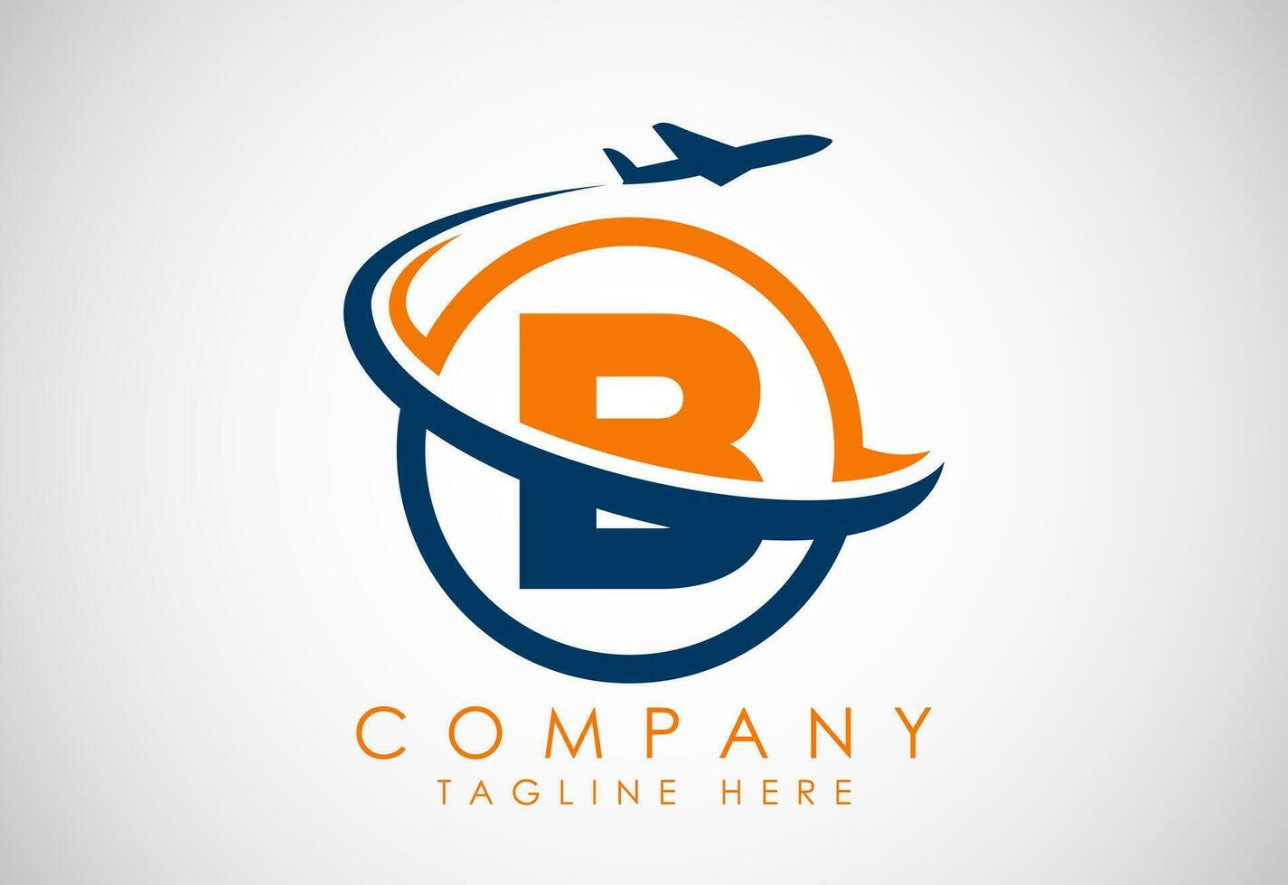 Initial alphabet B with aeroplane. Travel icons. Aviation logo sign, Flying symbol. Flight icon vector