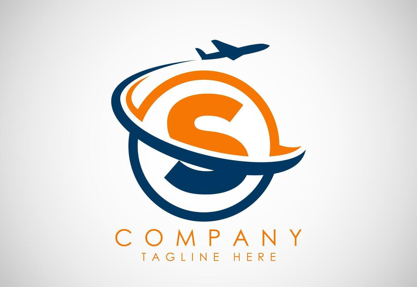 Initial alphabet S with aeroplane. Travel icons. Aviation logo sign, Flying symbol. Flight icon vector