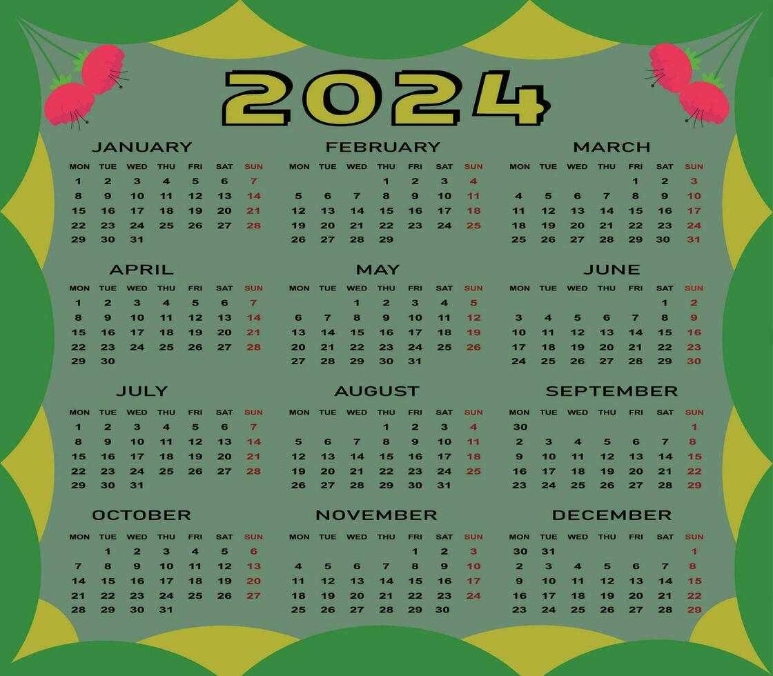 2024 calendar design vector