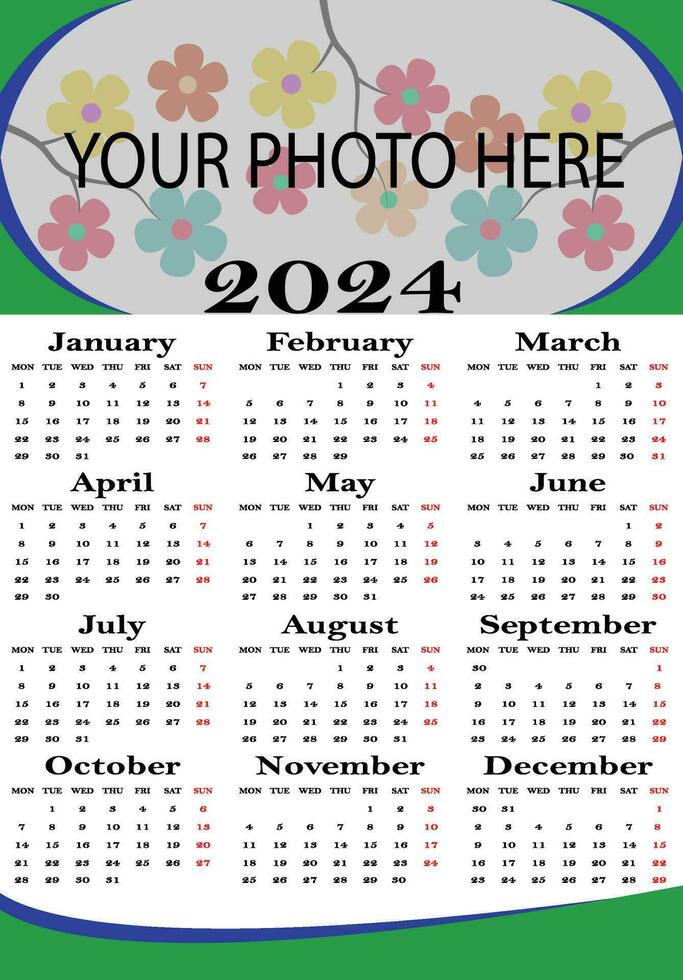 2024 calendar design vector