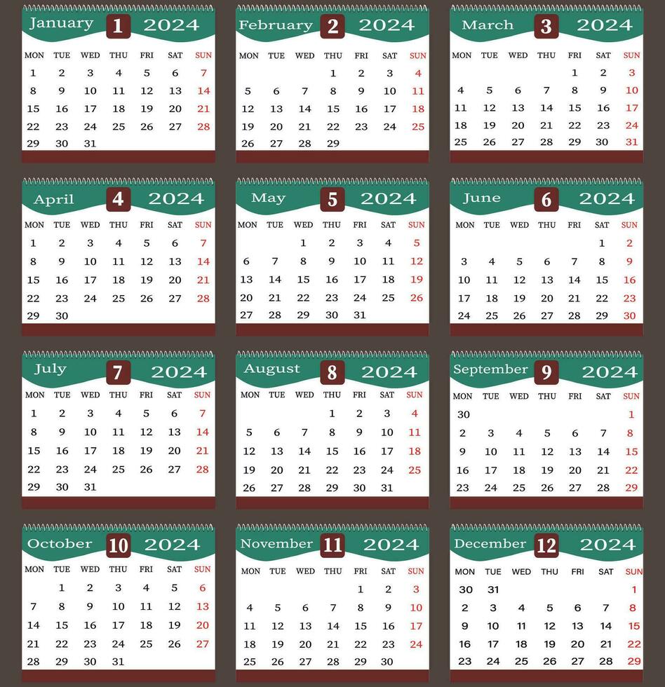 2024 calendar design vector