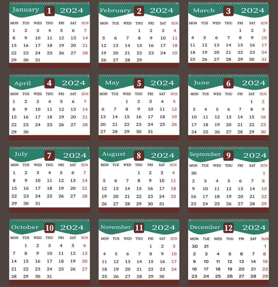 2024 calendar design vector