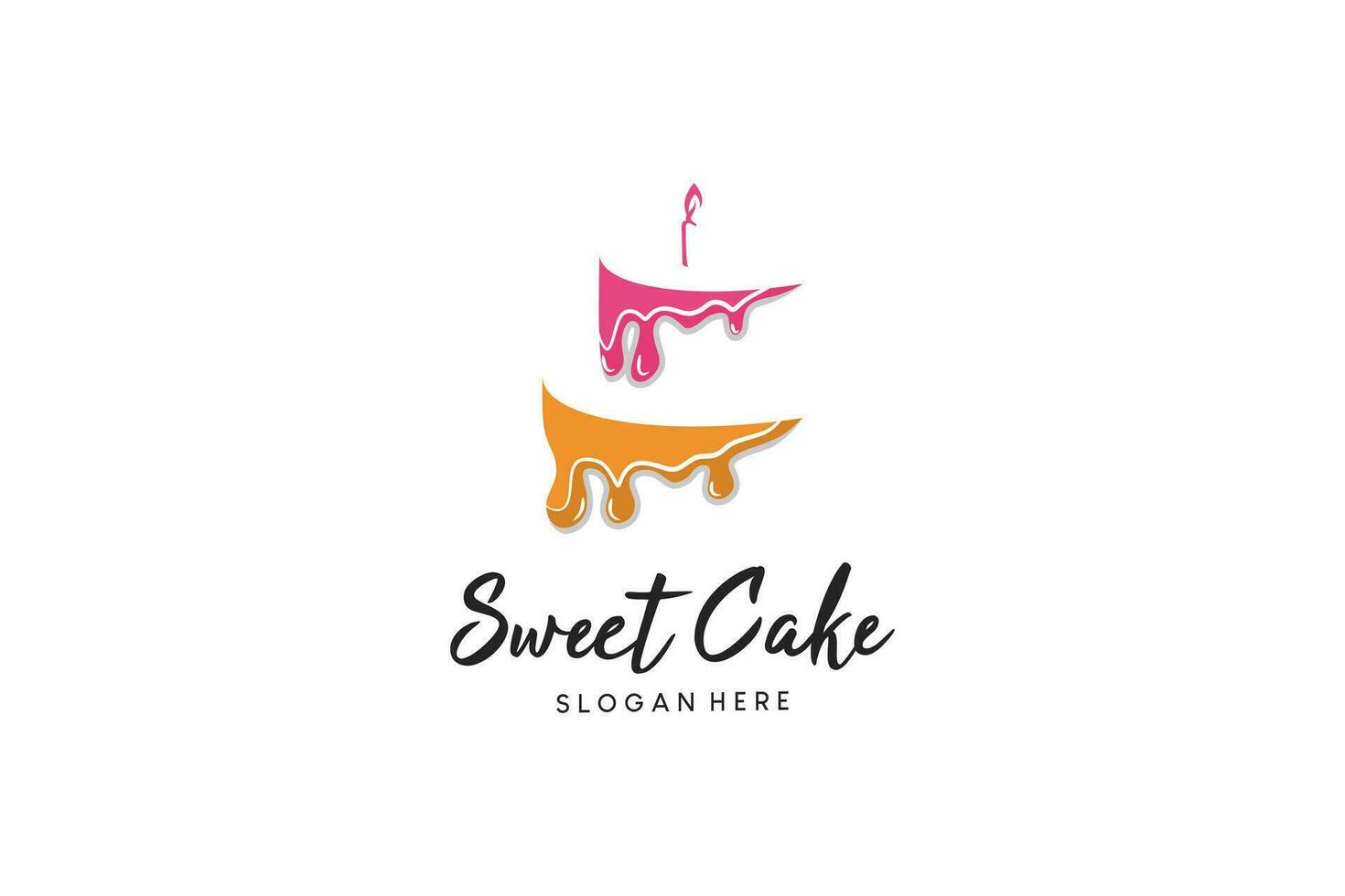 Colorful sweet cake logo design with creative abstract melt vector