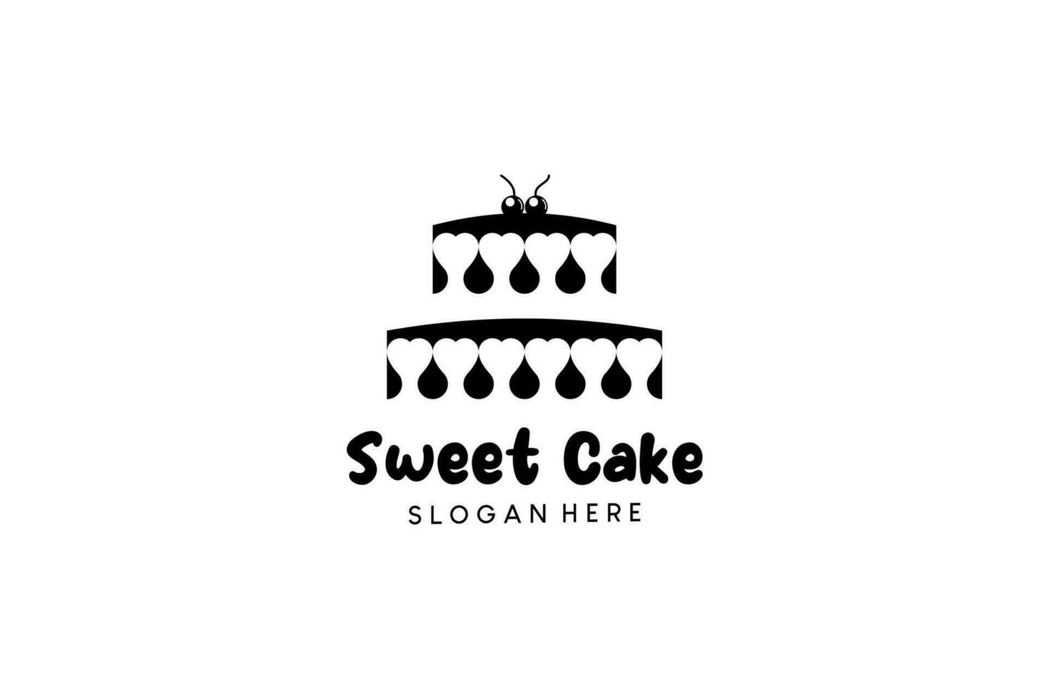 Stacked sweet cake logo design with modern creative love concept vector