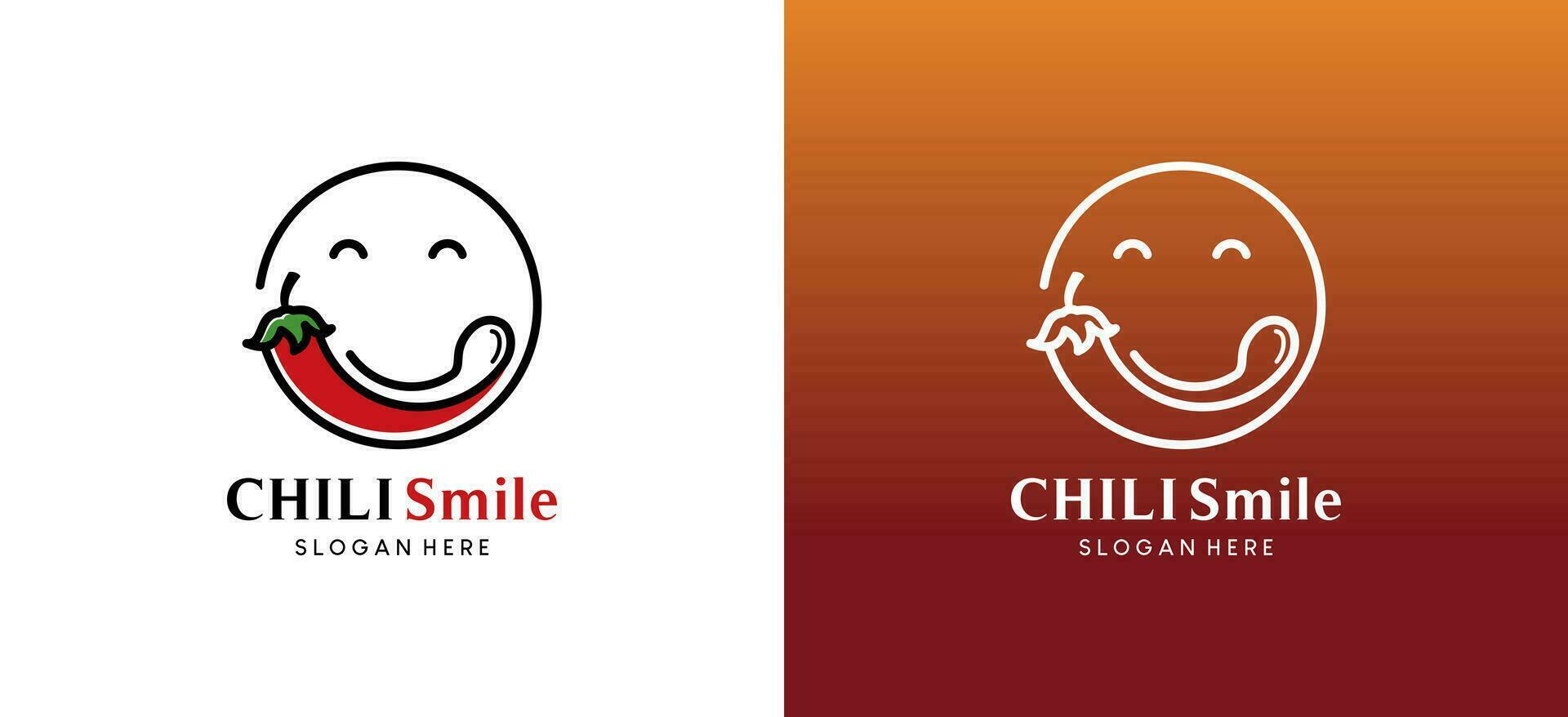 Smiling red chili icon logo design with creative spoon element vector