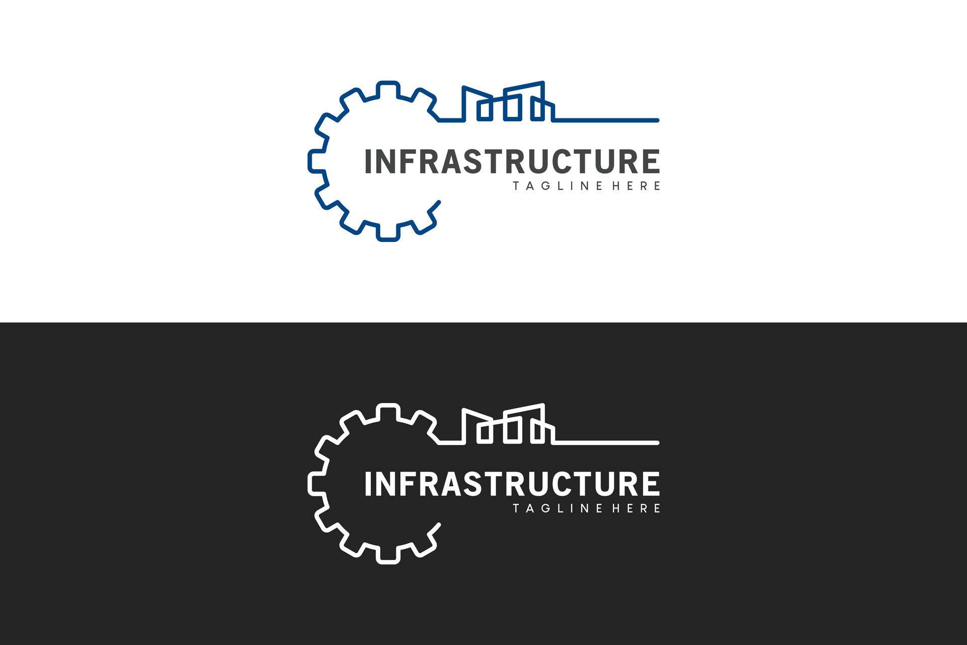 Infrastructure Logo Design Template With Creative Gear And Building infrastructure-logo-design-template-with-creative-gear-and-building