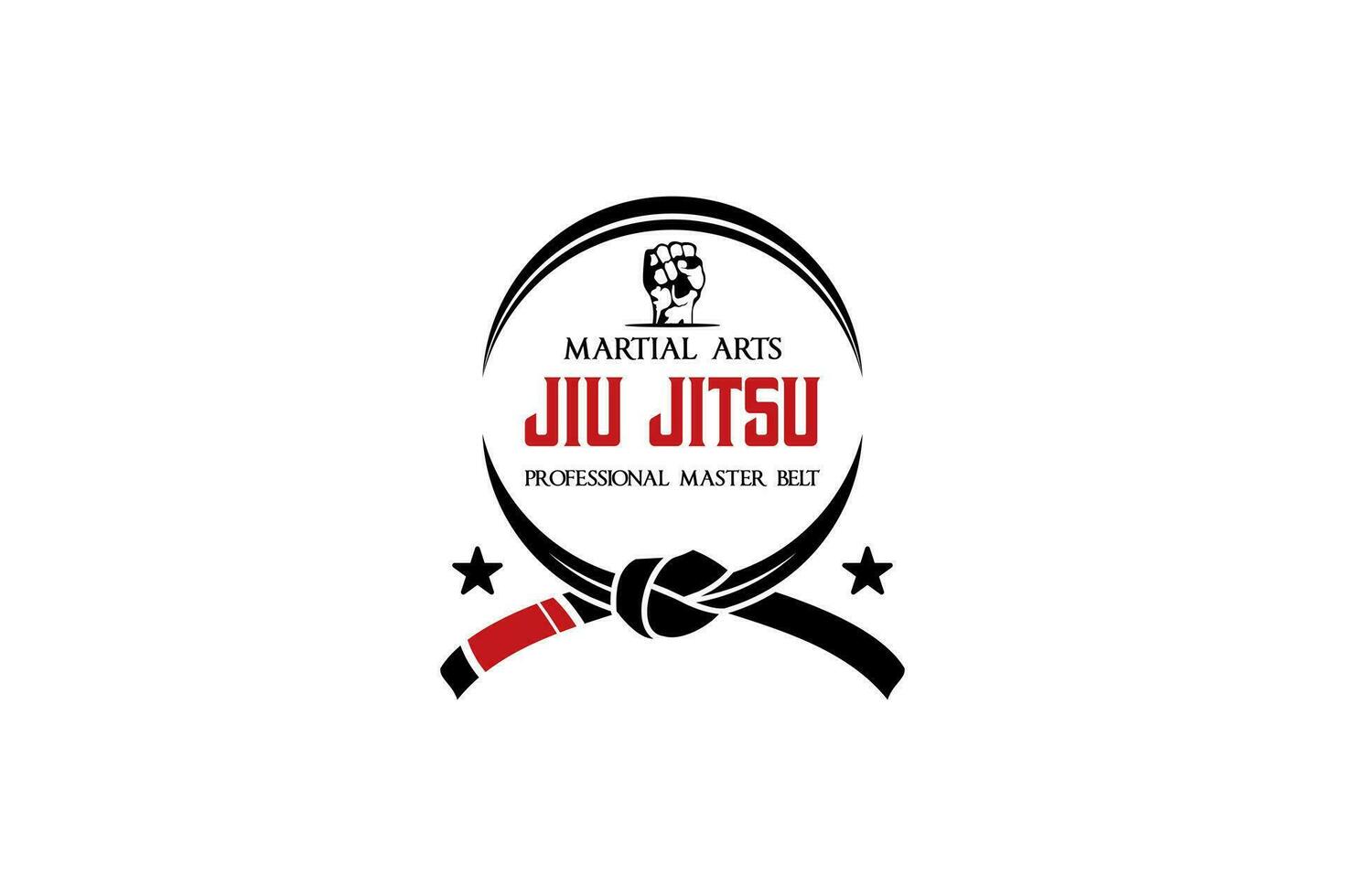Circular jiu jitsu martial arts belt logo design for mixed martial arts academy or school logo vector
