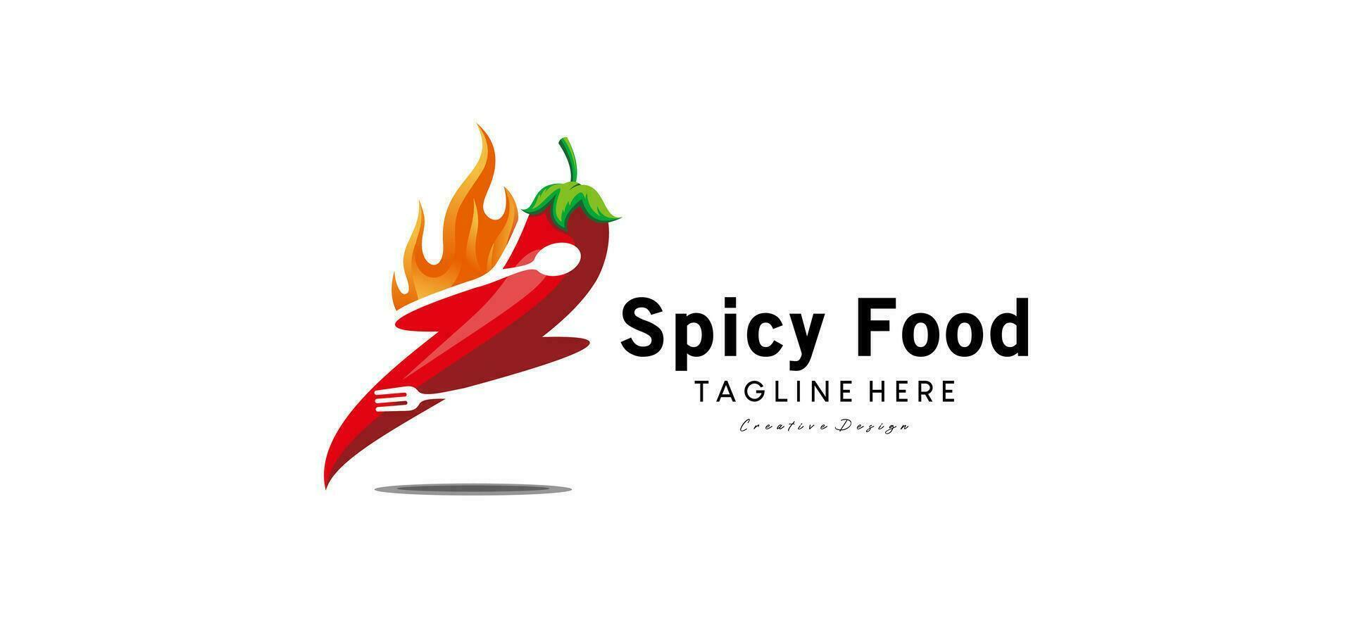 Modern hot spicy red chili food logo design vector