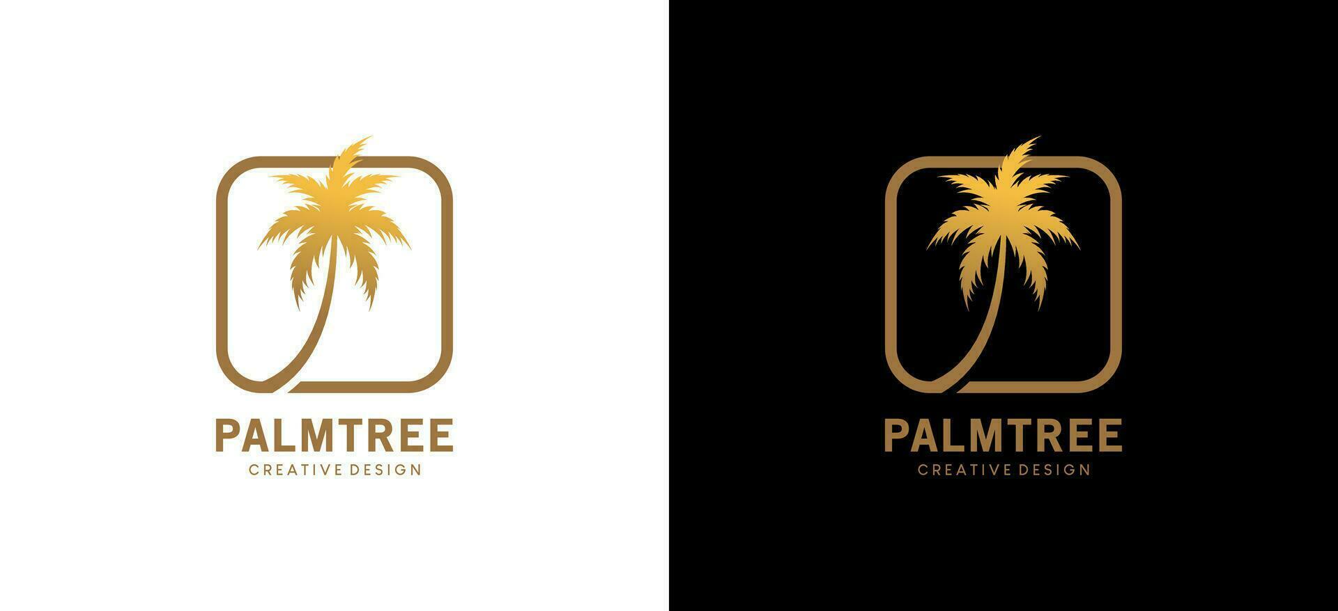 Luxury palm tree logo design in modern abstract box vector