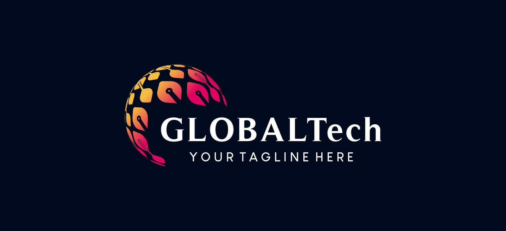 Technology globe logo design template, abstract globe vector illustration