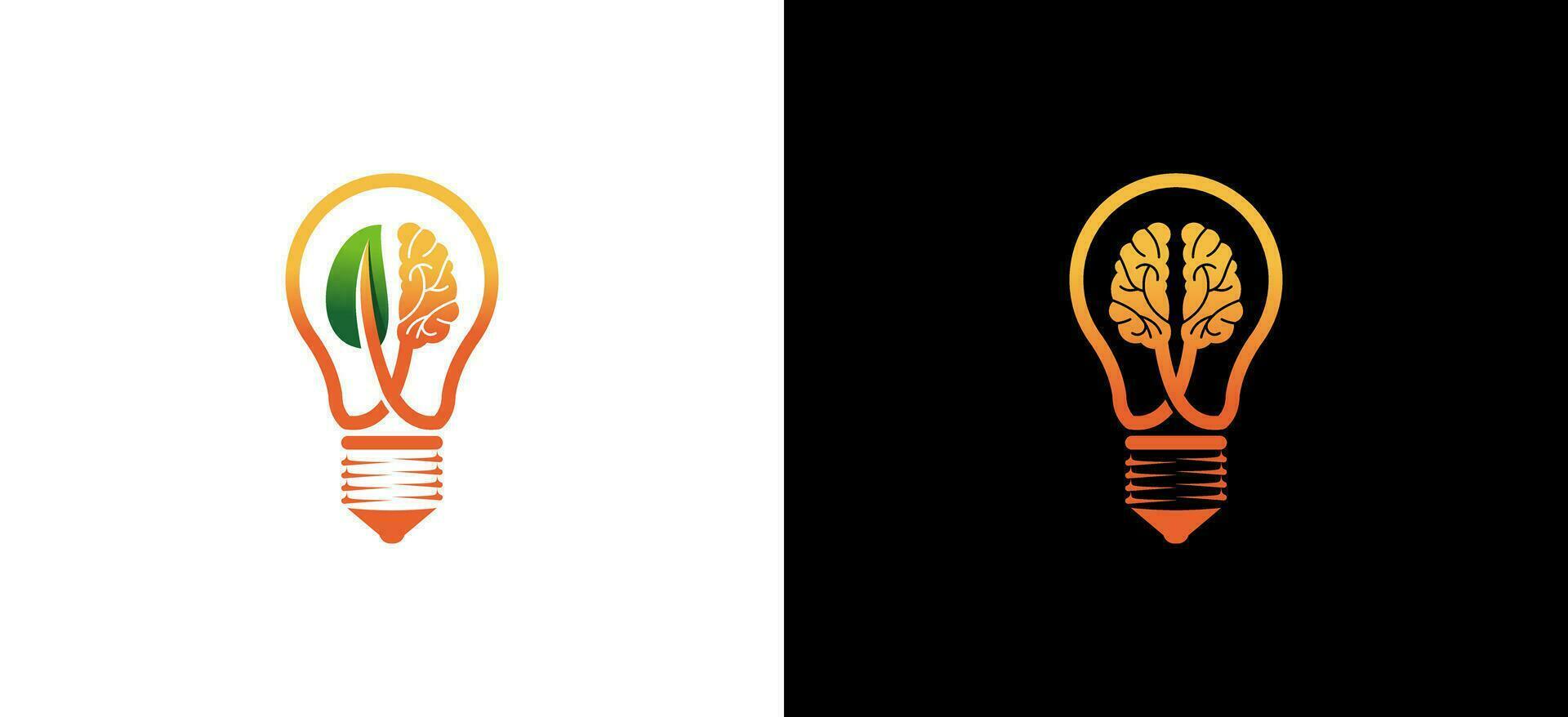 Creative leaf brain light bulb idea logo for technology design, inspiration, creativity, innovation vector