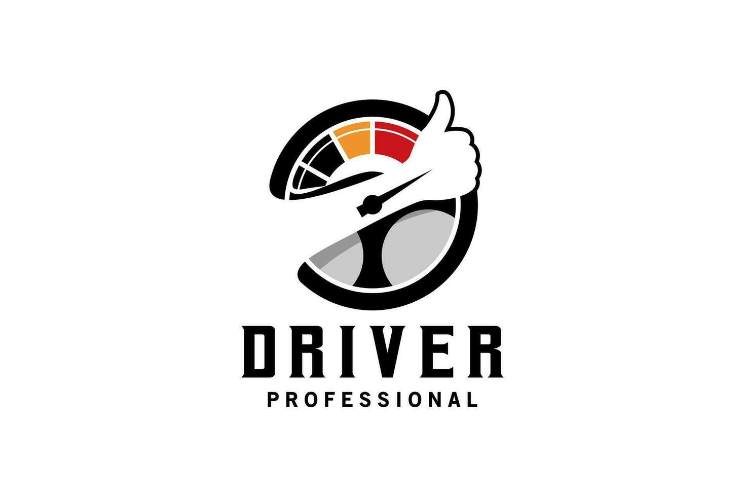 Professional car driver logo design with creative thumb up concept vector