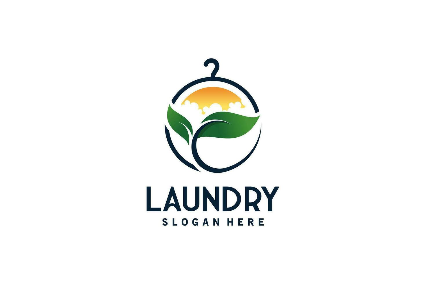 Eco laundry and dry cleaning logo design with nature concept vector