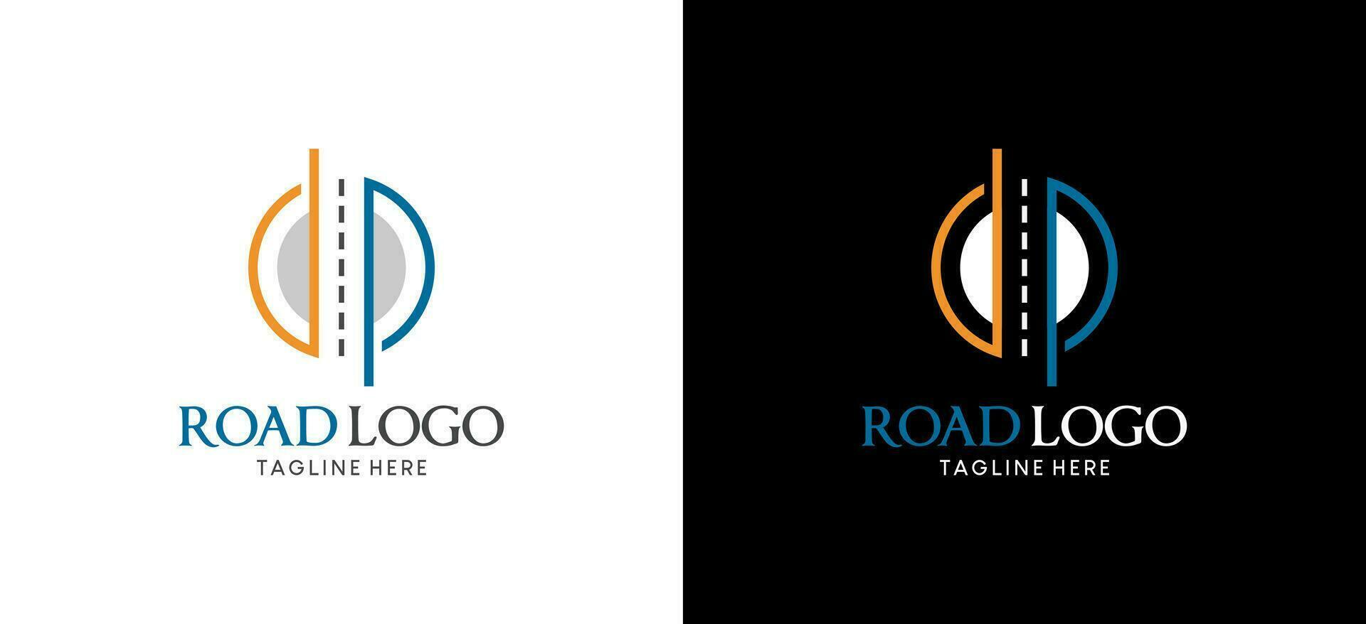 Modern D P letter highway logo design vector