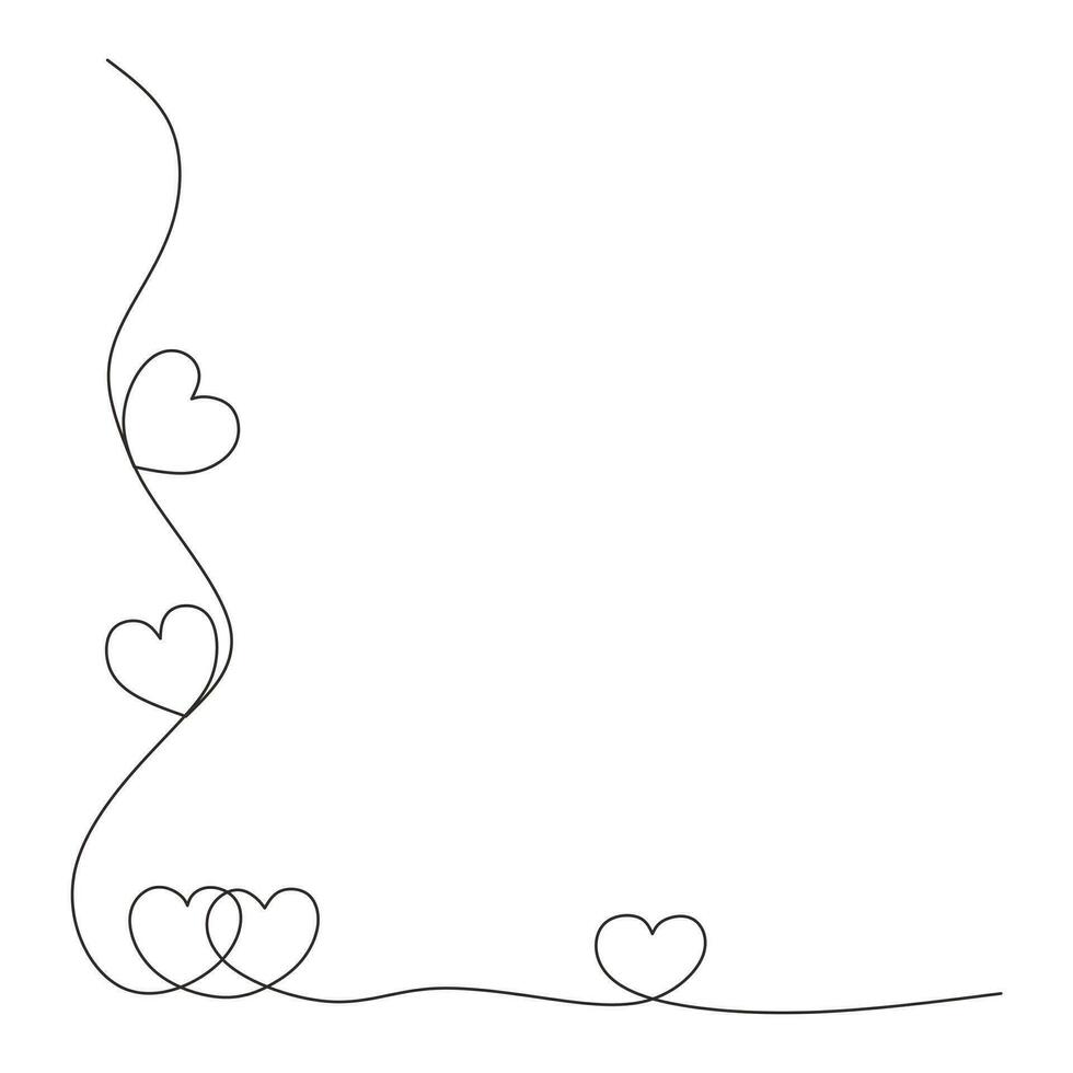 One line drawing of hearts with copy space vector