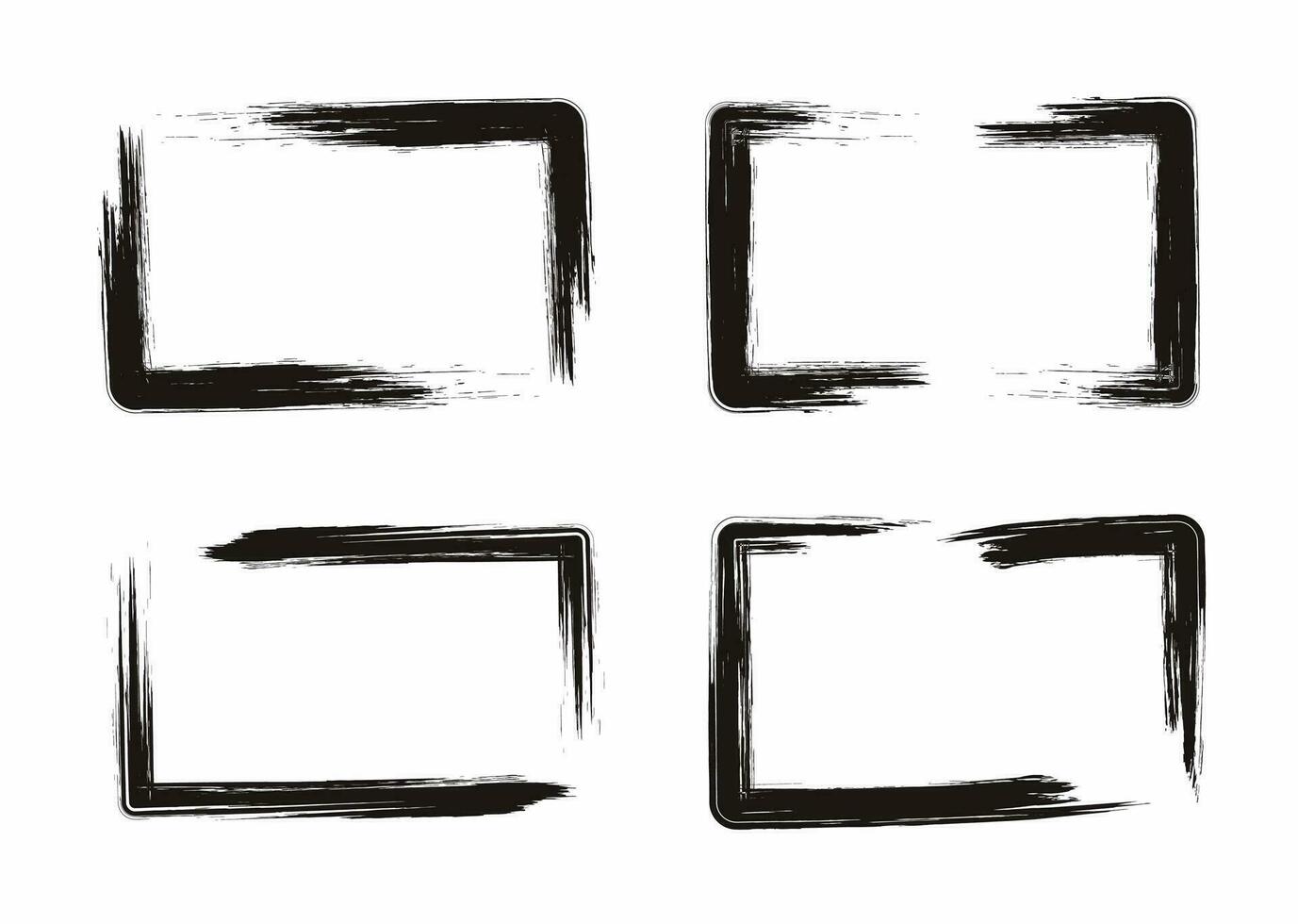 Grunge brush rectangle set vector. Brush stroke frame set. vector