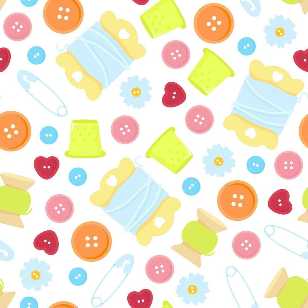 Seamless pattern of sewing tools vector