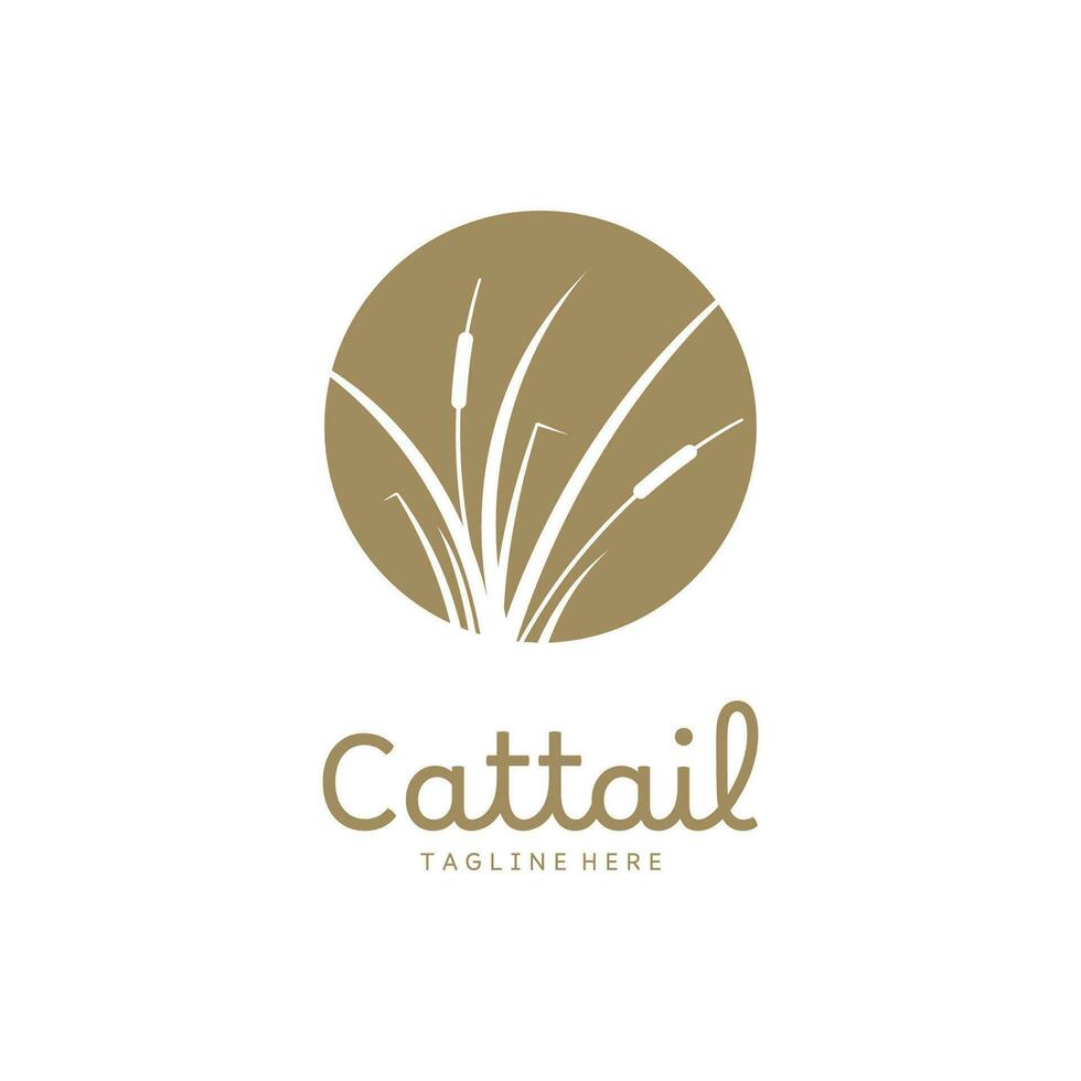 Cattail Grass Logo Template Vector Illustration