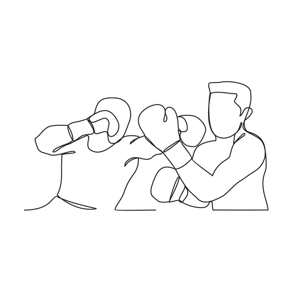One continuous line of Boxing player vector illustration. Boxing player illustration simple linear style concept vector. Fighting sport design for your business asset design and promotion.