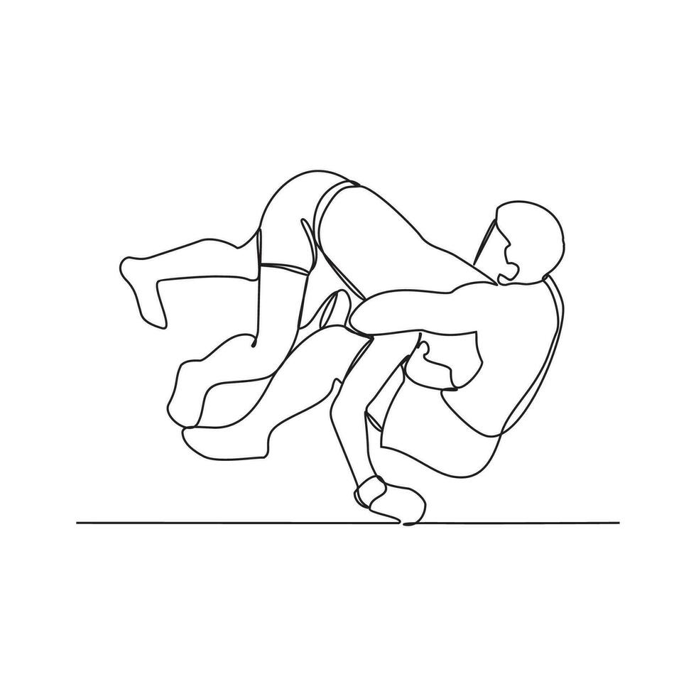 One continuous line drawing of mixed martial arts player vector illustration. mixed martial arts player illustration simple linear style concept vector. Fighting sport design for your business asset.