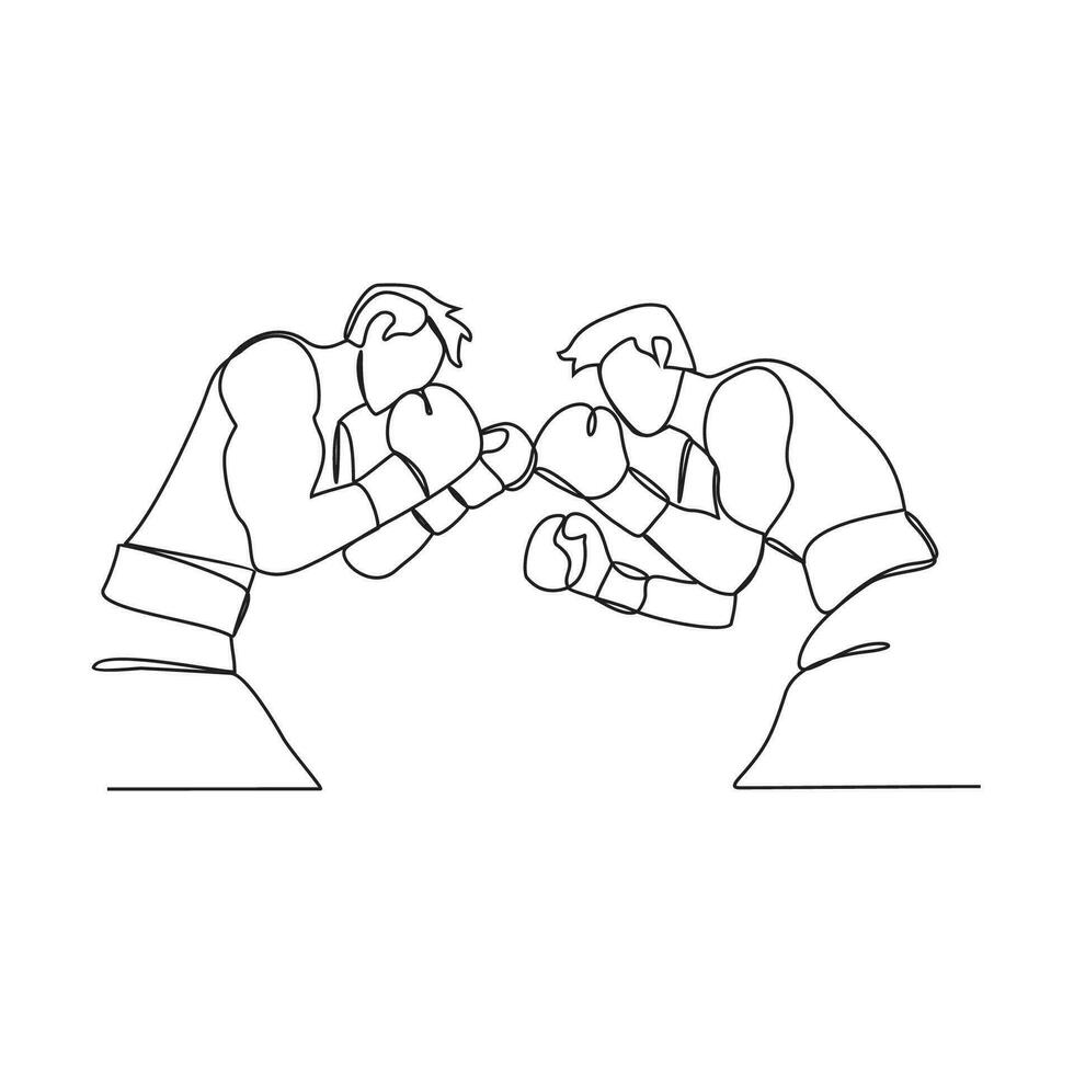 One continuous line of Boxing player vector illustration. Boxing player illustration simple linear style concept vector. Fighting sport design for your business asset design and promotion.