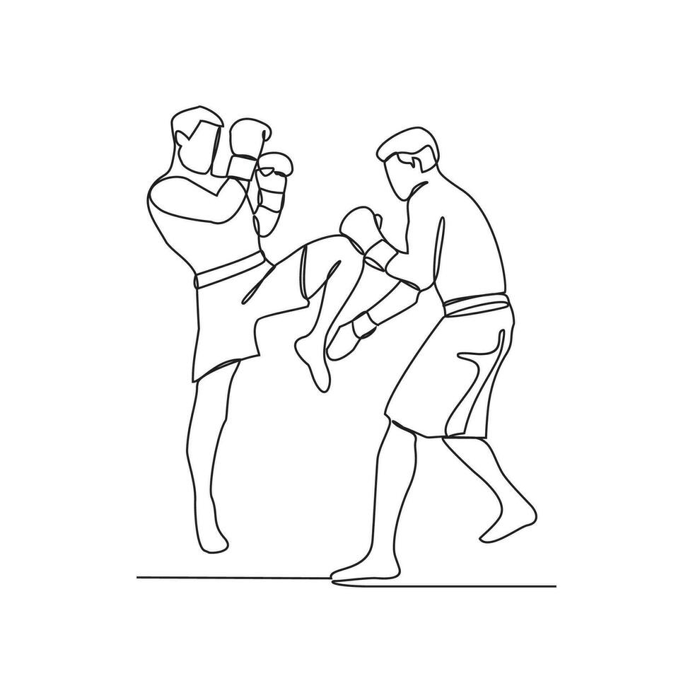 One continuous line drawing of mixed martial arts player vector illustration. mixed martial arts player illustration simple linear style concept vector. Fighting sport design for your business asset.