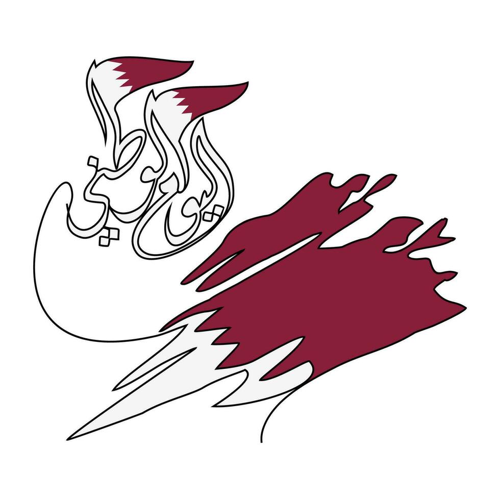 One continuous line drawing of Qatar National Day Vector Illustration on December 18th. Qatar National Day design in simple linear style illustration. Suitable for greeting card, poster and banner.