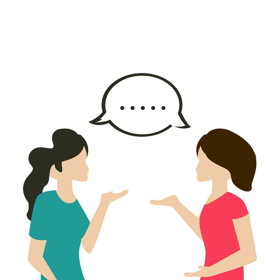 Girls talking with speech bubble vector