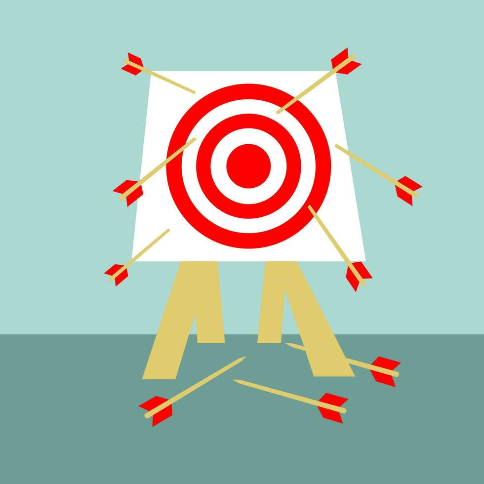 ilustración de un arco y flecha negocio objetivos no logrado vector