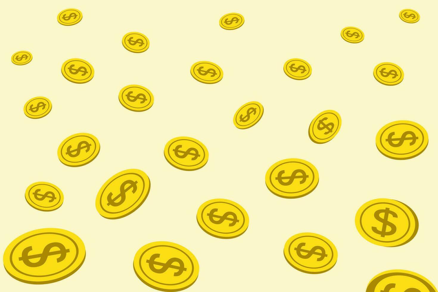 raining dollar coins for illustration of financial freedom  investment vector