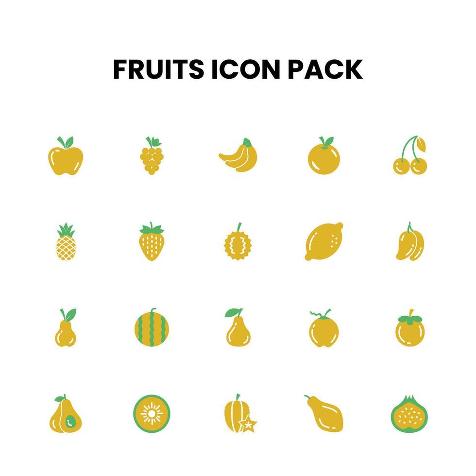 Fruits Flat style icon pack vector