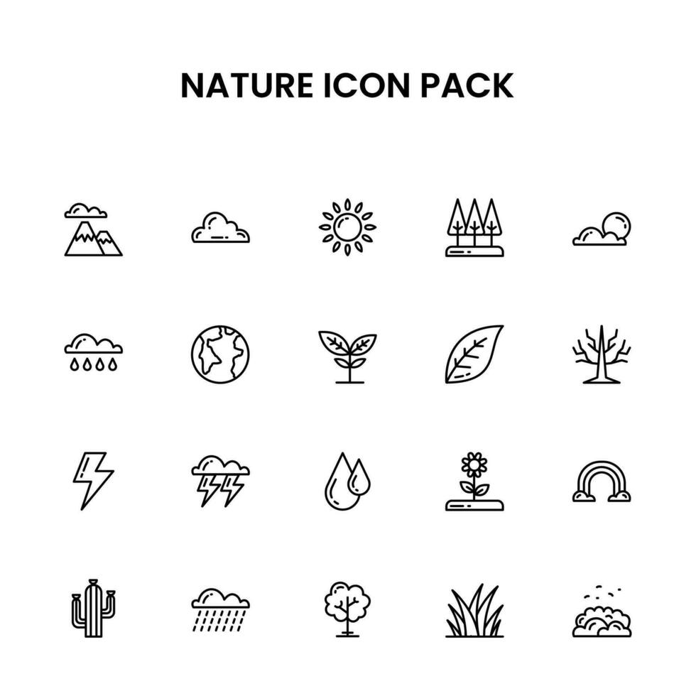 Nature Thin Outline icon pack vector