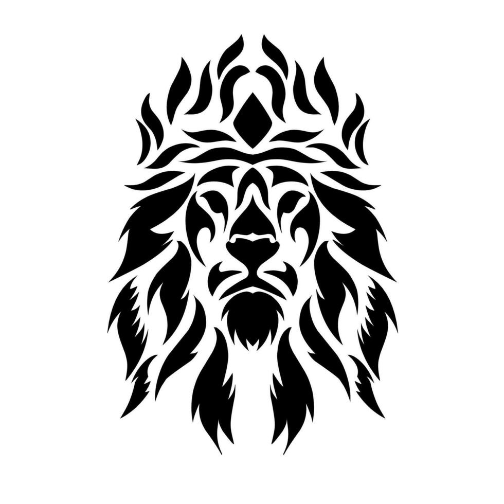 illustration vector graphics of tribal art abstract face of a crowned lion