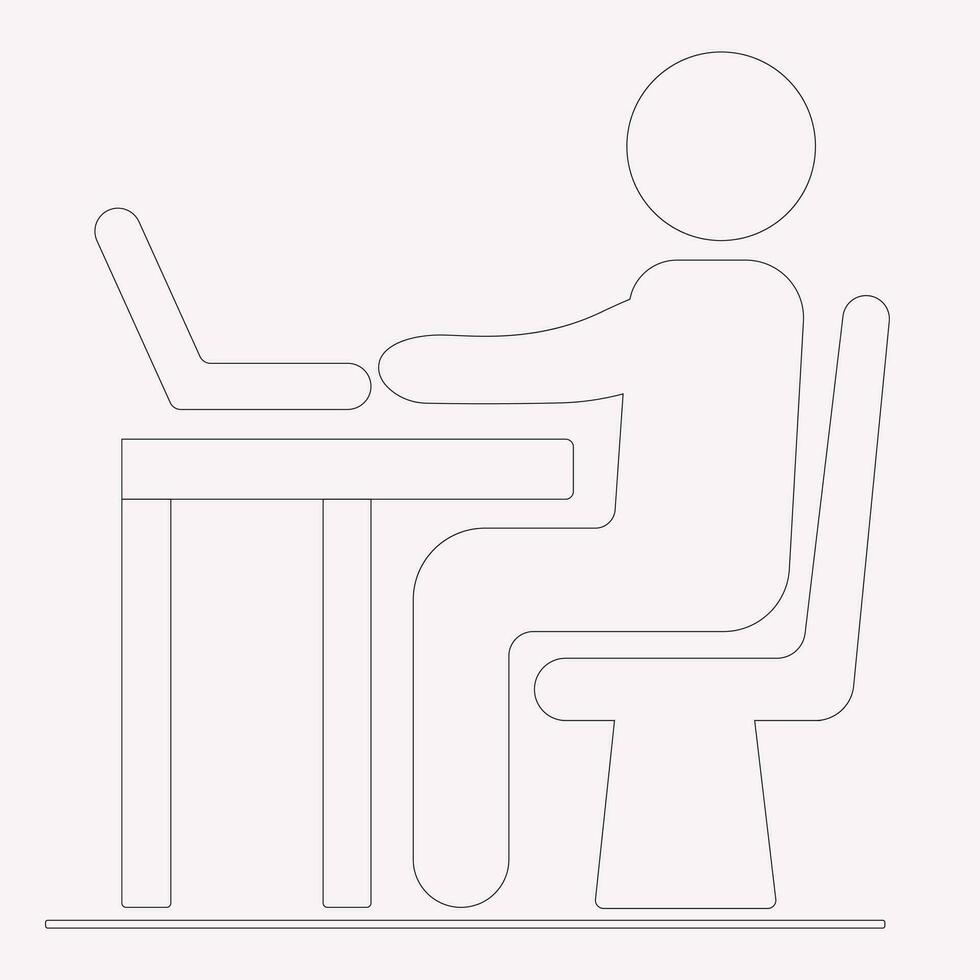 Businessman Working on Computer Vector illustration