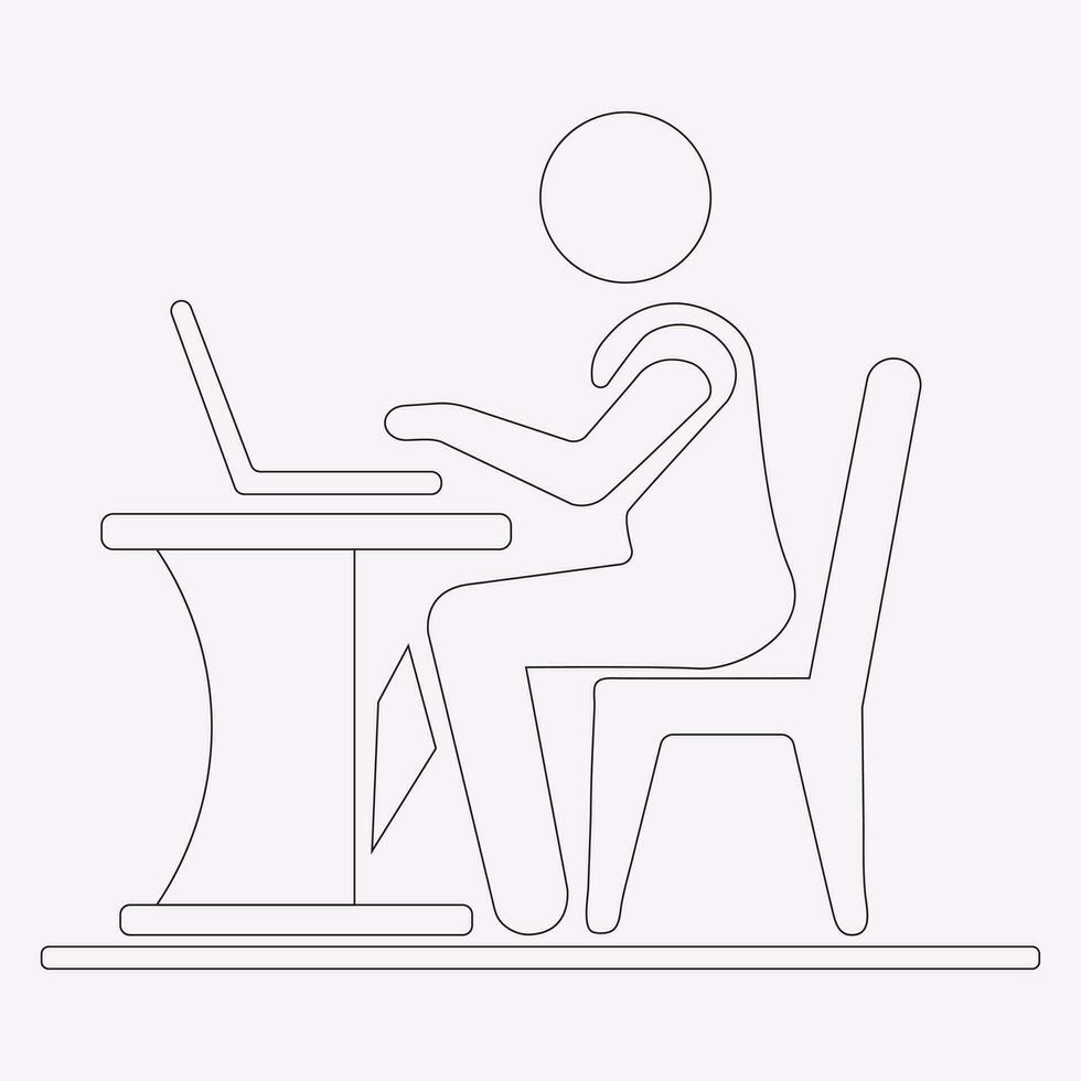 Businessman Working on Computer Vector illustration.